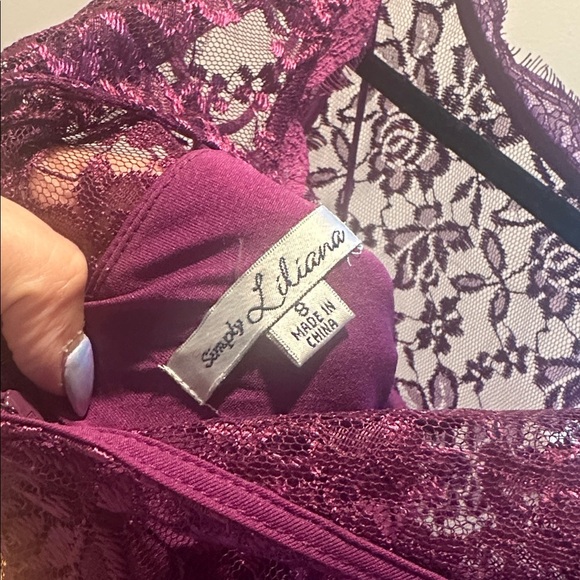 Simply Liliana Plum Lace Dress - Picture 3 of 3
